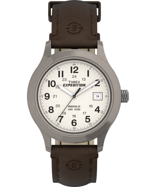 Expedition Metal Field 37mm Leather Strap Watch