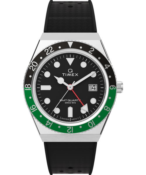 Q Timex® GMT 38mm Synthetic Rubber Strap Watch