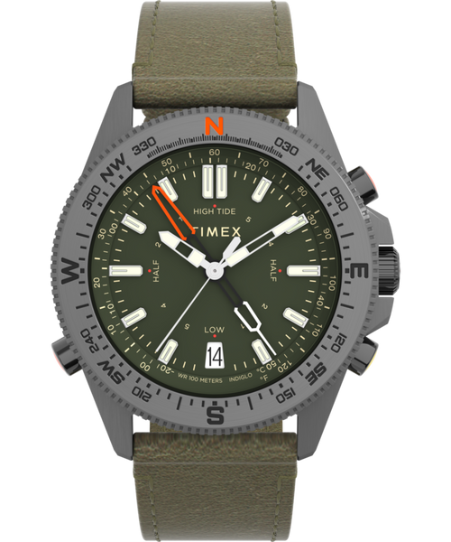 Expedition Tide-Temp-Compass 43mm Leather Strap Watch