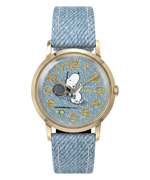 Peanuts® x Timex Marlin® 1965 Reissue Inspired Snoopy Tennis 34mm Fabric Strap Watch