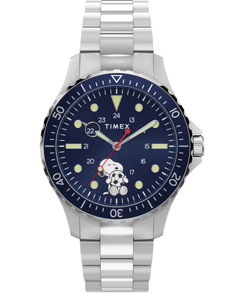 Peanuts® x Timex Navi Snoopy Soccer 41mm Stainless Steel Bracelet Watch