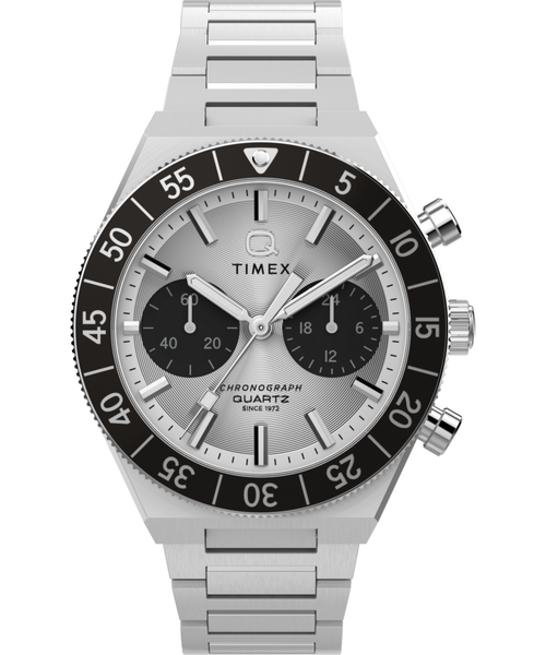 Q Timex Continental Chronograph 40mm Stainless Steel Bracelet Watch