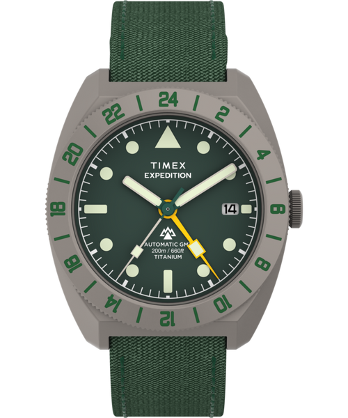Expedition® Pioneer Titanium Automatic GMT 41mm Fabric Strap Watch