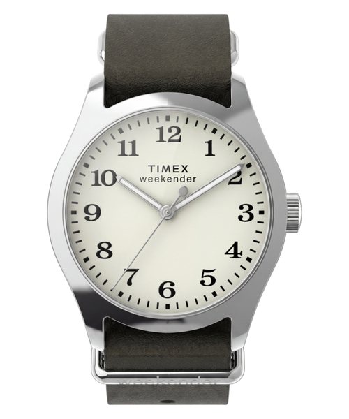 Timex Weekender® New England 34mm Leather Strap Watch