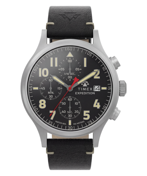 Expedition® Sierra Chronograph 43mm Leather Strap Watch