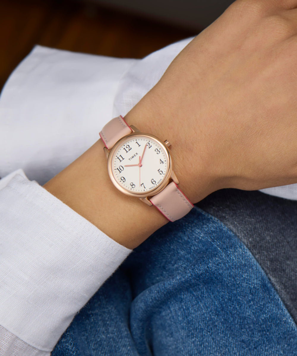 Easy Reader® Color Pop 30mm Leather Strap Watch