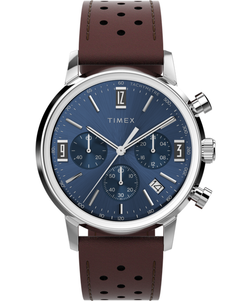 Marlin® Chronograph Tachymeter 40mm Leather Strap Watch