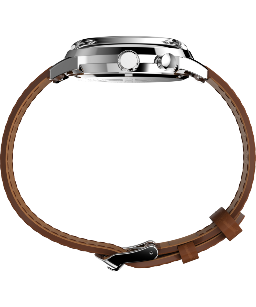 Marlin® Moon Phase 40mm Leather Strap Watch