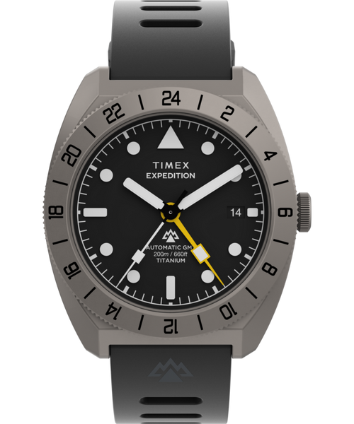 Expedition® Pioneer Titanium Automatic GMT 41mm Silicone Strap Watch