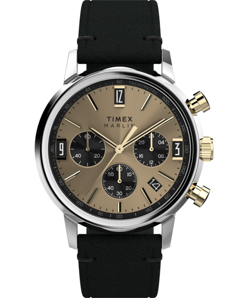 Marlin® Chronograph Tachymeter 40mm Leather Strap Watch