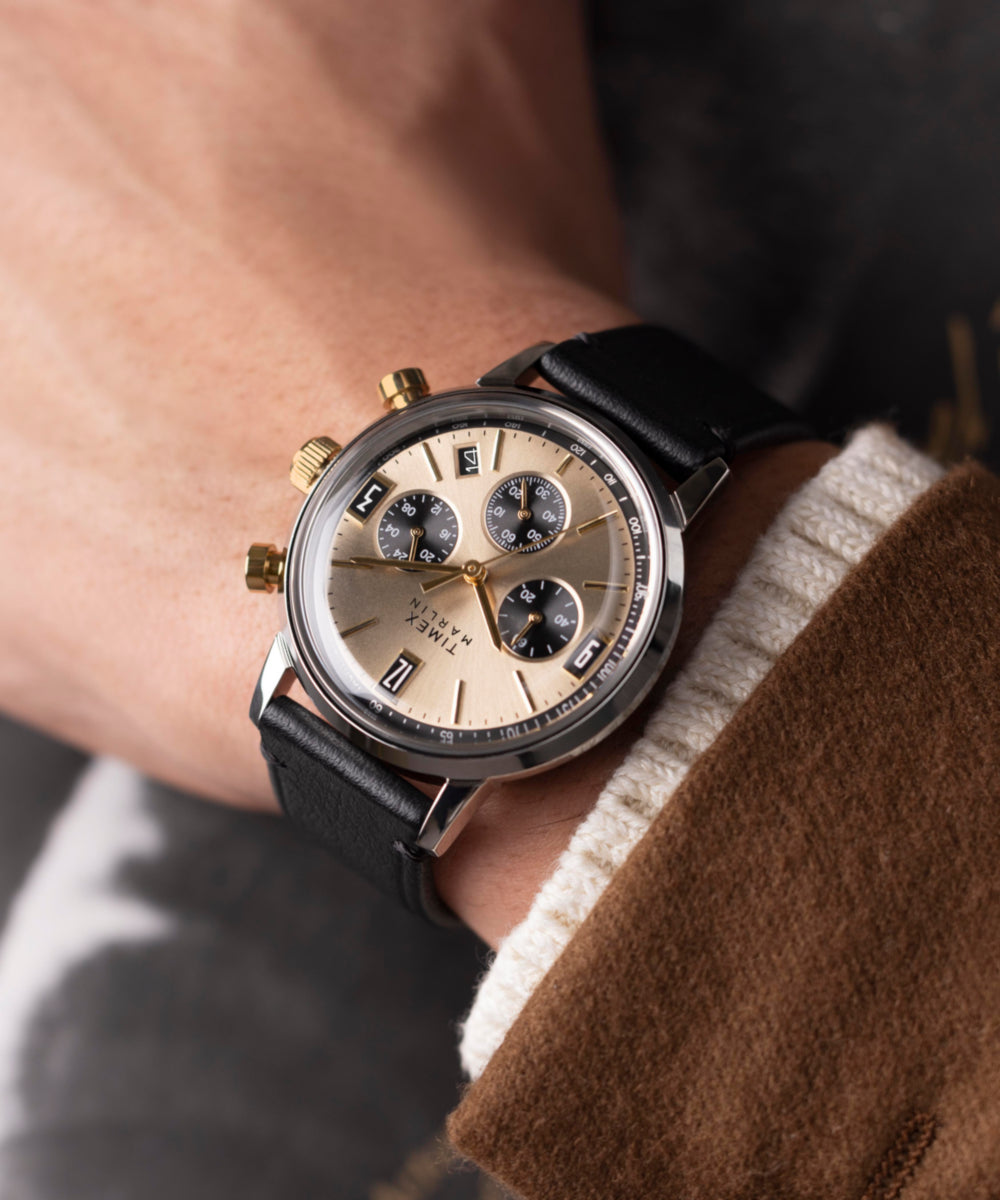 Marlin® Chronograph Tachymeter 40mm Leather Strap Watch