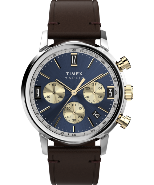 Marlin® Chronograph Tachymeter 40mm Leather Strap Watch