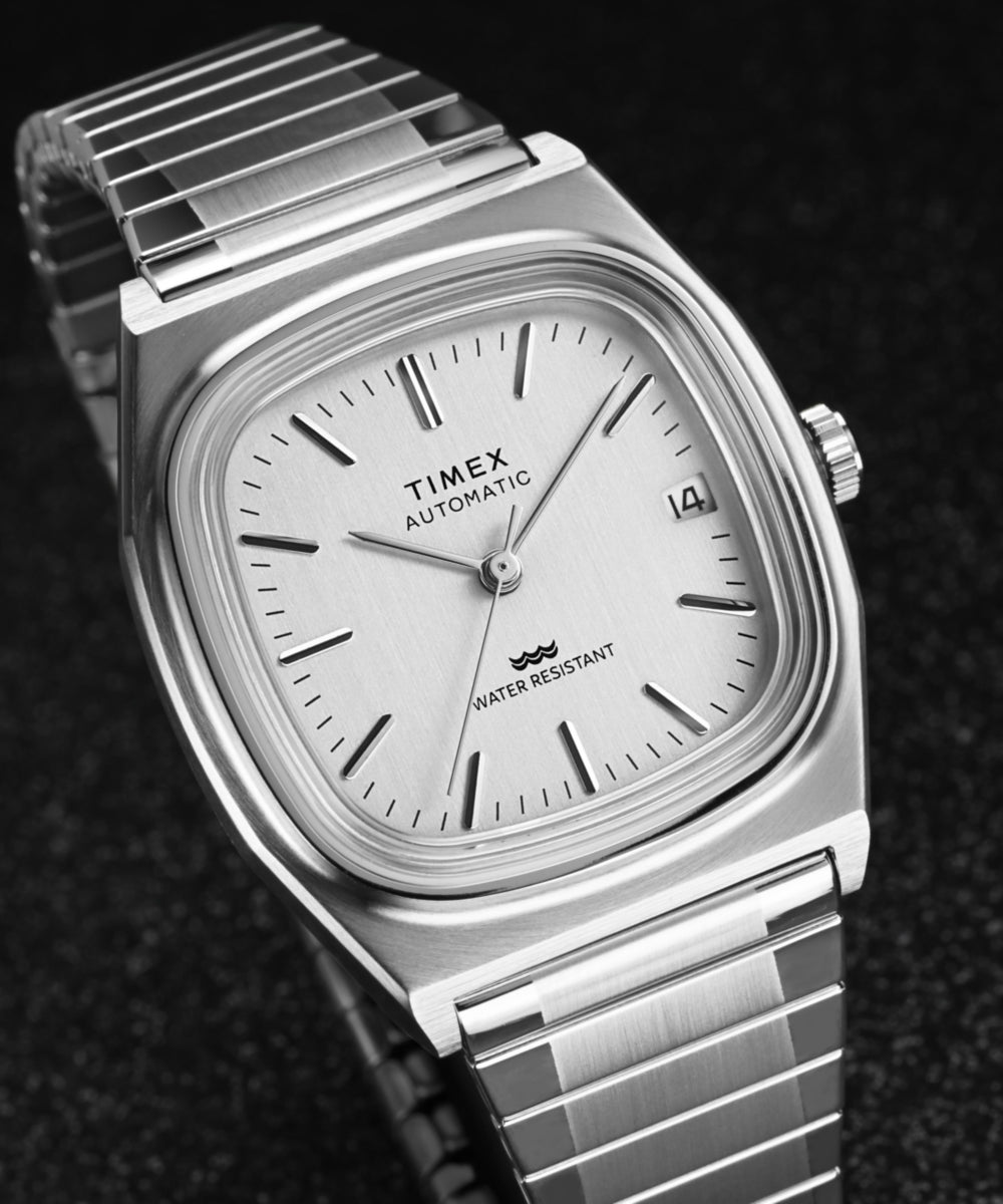 Timex® Automatic 1983 E Line Reissue 34mm Stainless Steel Expansion Band Watch