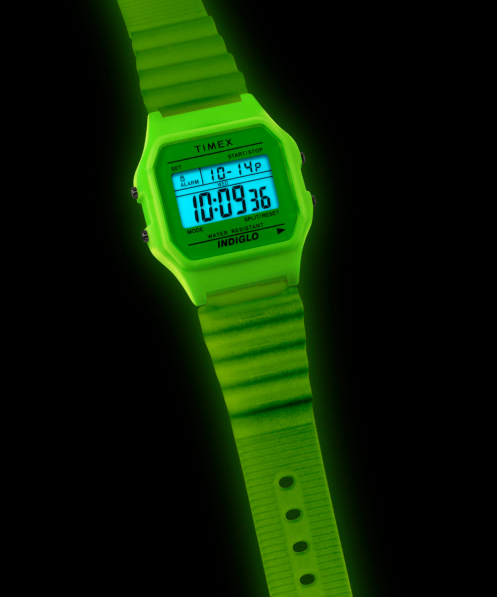 Timex T80 Glow in the Dark 34mm Resin Strap Watch