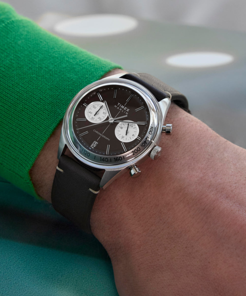 Marlin® Jet Quartz Chronograph 40mm Leather Strap Watch