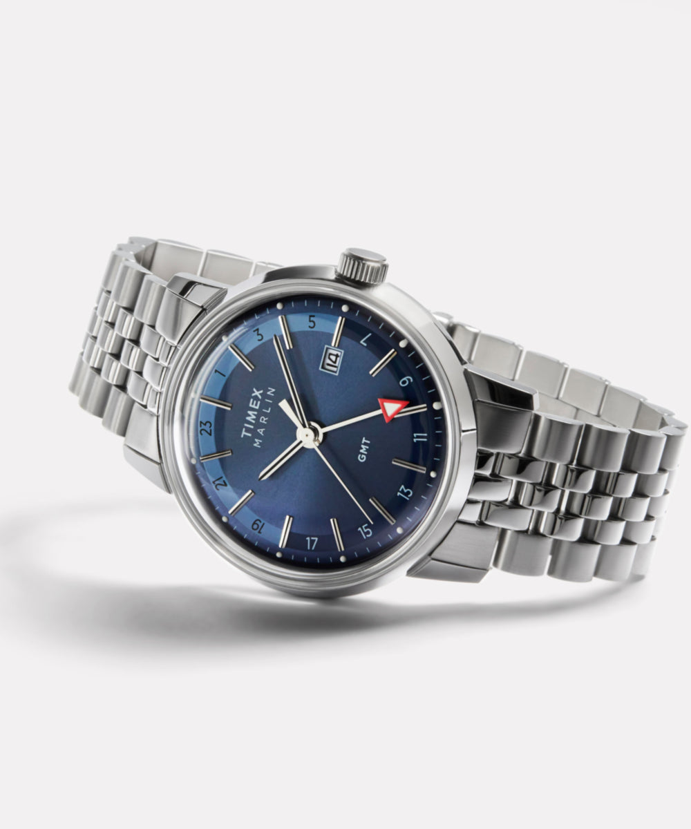 Marlin® Quartz GMT 40mm Stainless Steel Bracelet Watch