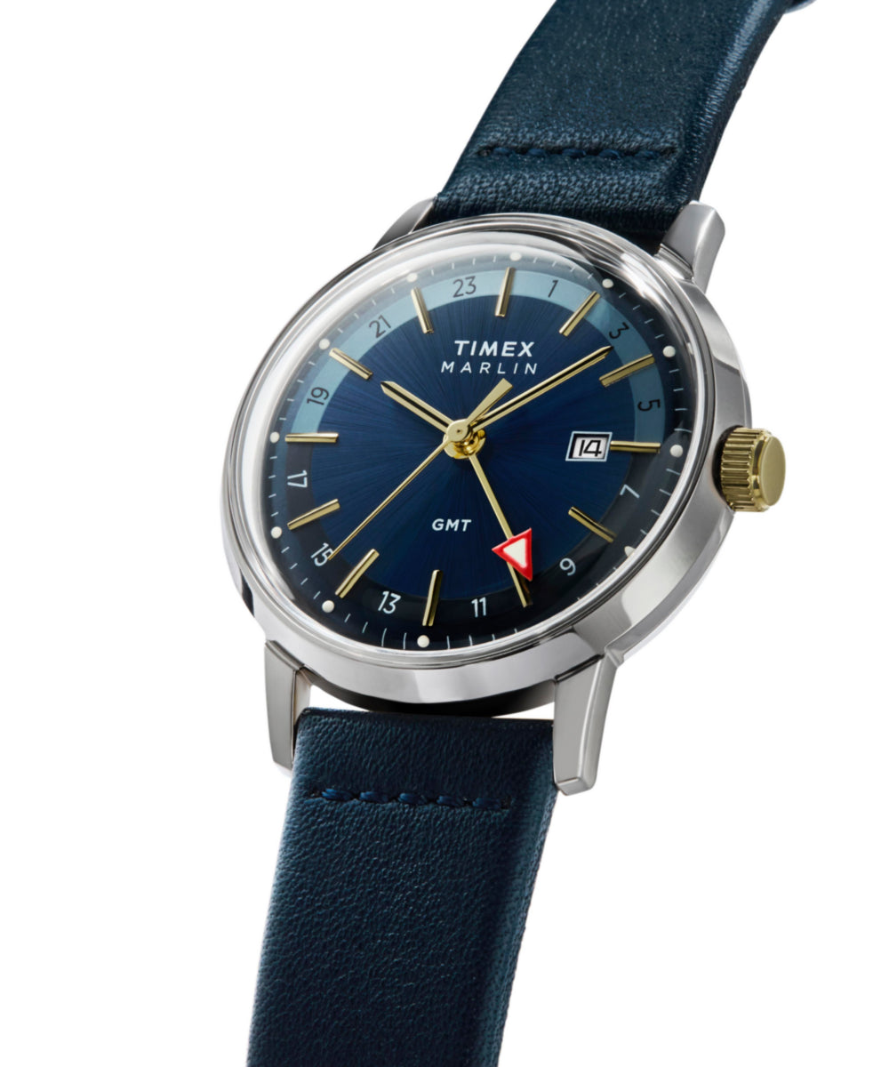 Marlin® Quartz GMT 40mm Leather Strap Watch