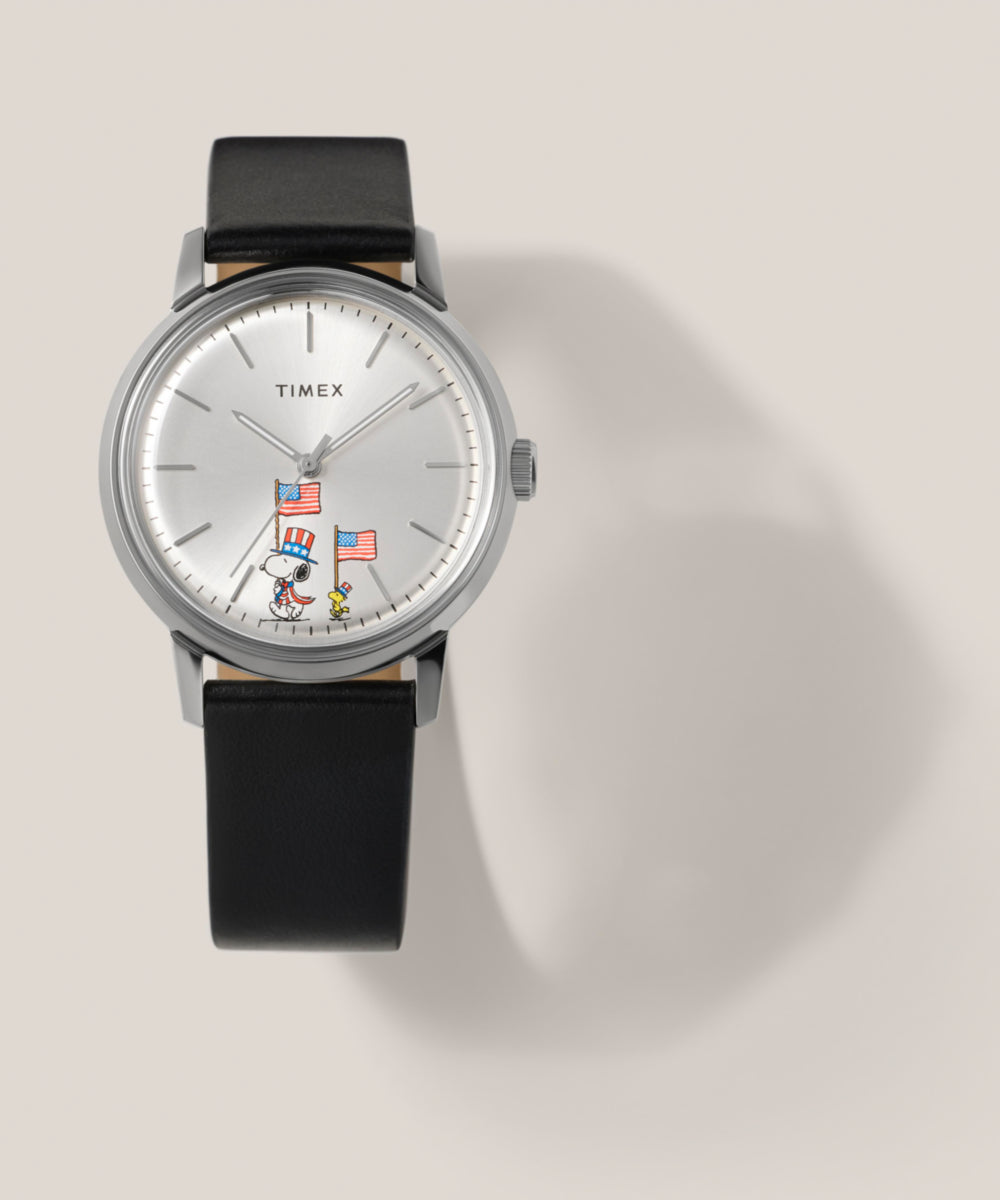 Peanuts® x Timex Marlin® Automatic Americana 40mm Leather Strap Watch