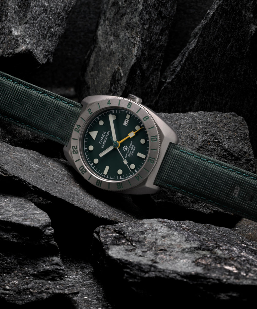Expedition® Pioneer Titanium Automatic GMT 41mm Fabric Strap Watch