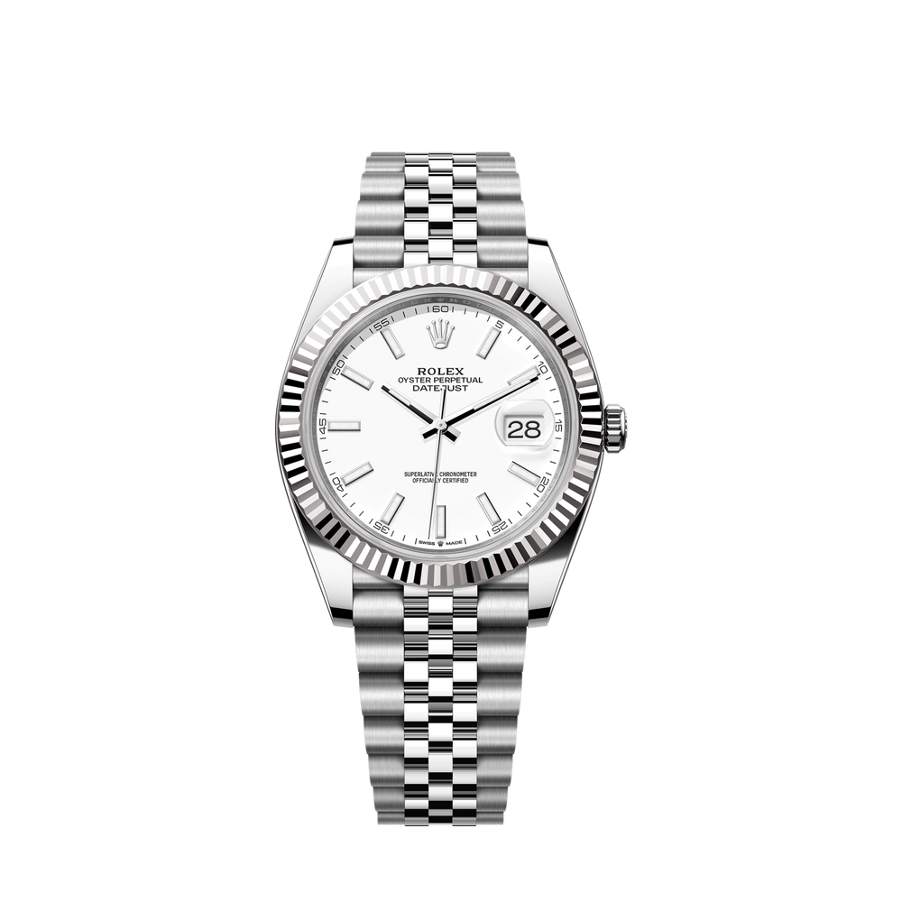 Datejust 41 Oystersteel and 18K White Gold 41 mm White Dial