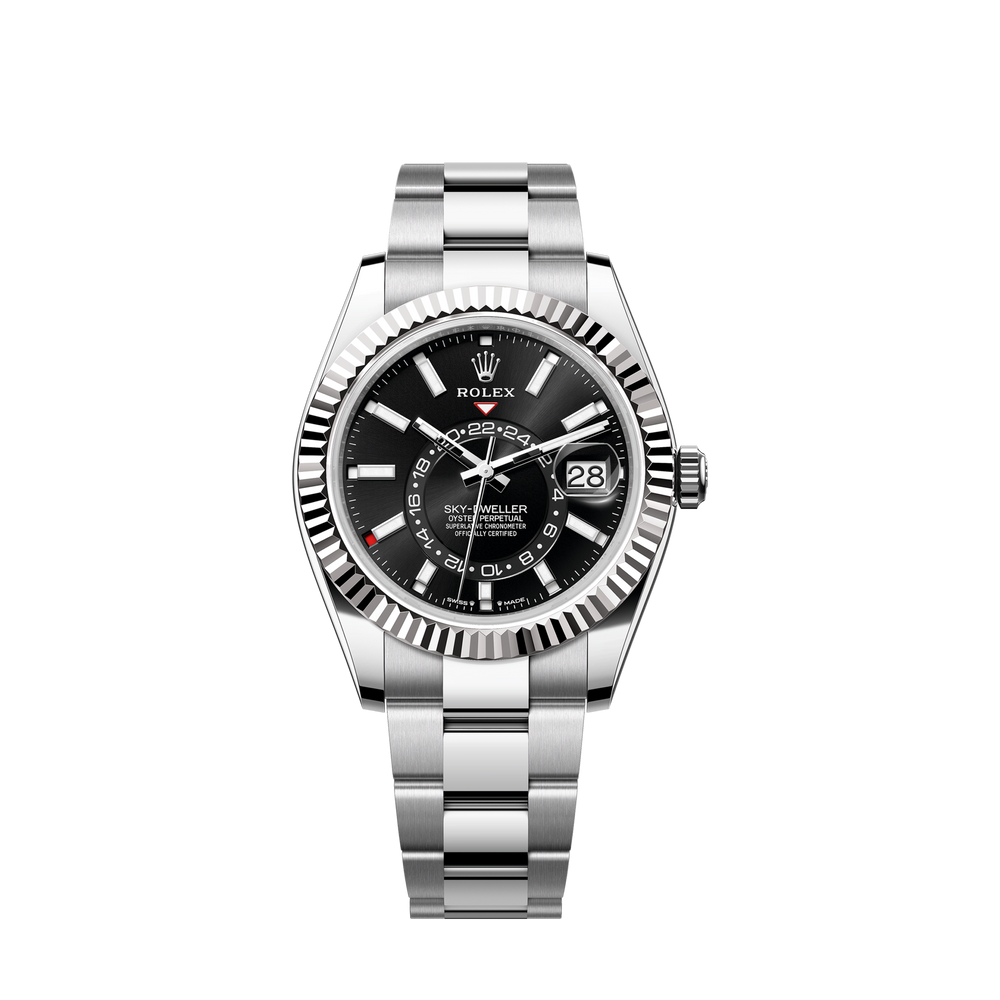 Sky-Dweller, 42mm, Oystersteel and 18k White Gold, Black, Oyster