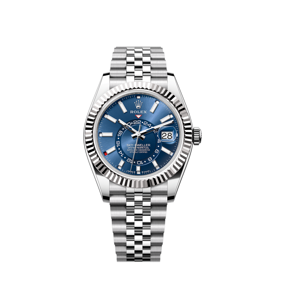 Sky-Dweller, 42mm, Oystersteel and 18k White Gold, Blue, Jubilee