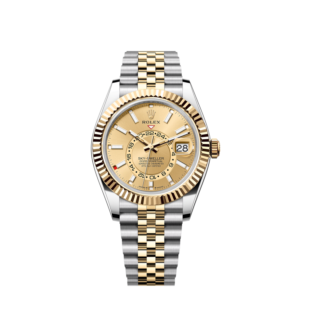 Sky-Dweller, 42mm, Oystersteel and 18k Yellow Gold, Champagne, Jubilee