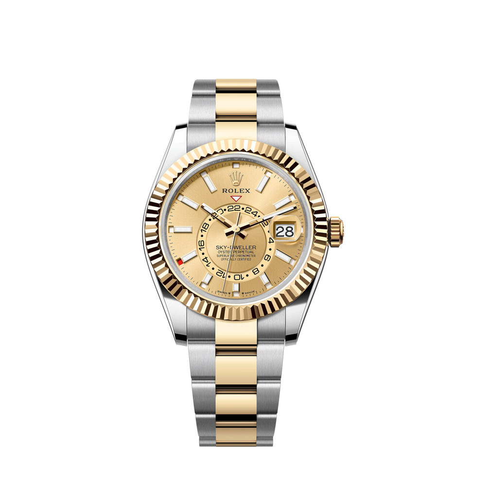 Sky-Dweller, 42mm, Oystersteel and 18k Yellow Gold, Champagne, Oyster
