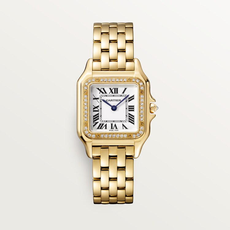 Unworn Panthère Medium, 18k Yellow Gold, Diamonds, 27mm x 36mm