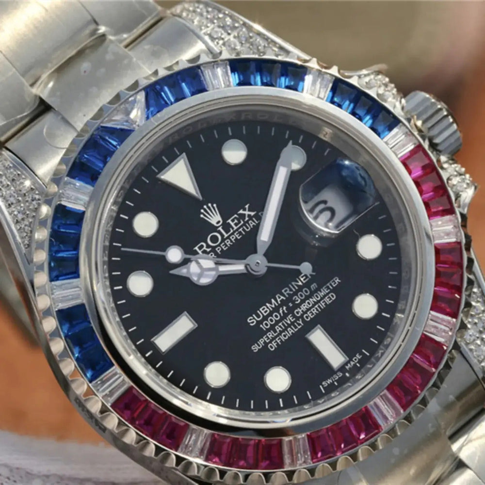Submariner Silver Blue/Red Diamond, 40mm - image 5