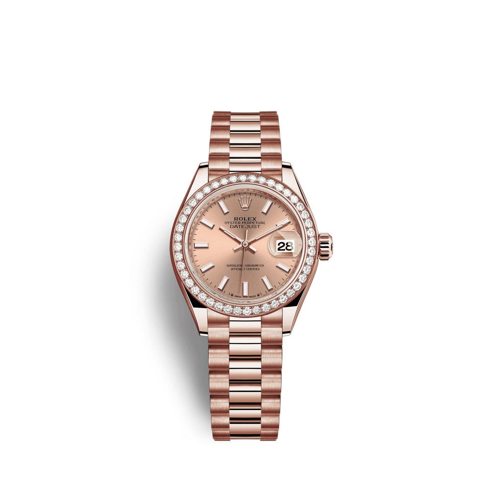 Lady-Datejust 28, 18kt Everose Gold and diamonds