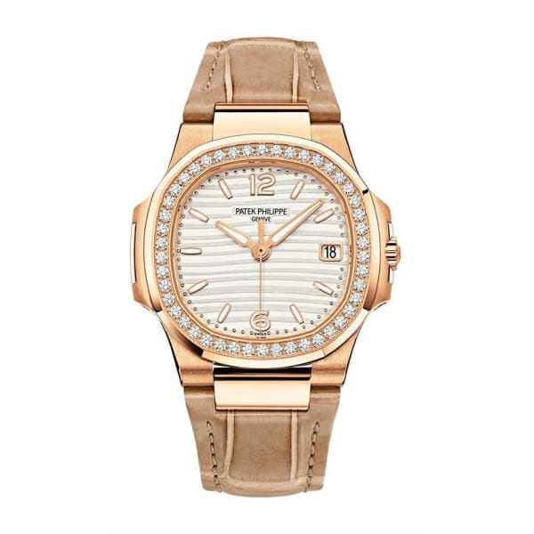 Nautilus Quartz Diamond Ladies Watch, 18k Rose Gold, 32mm