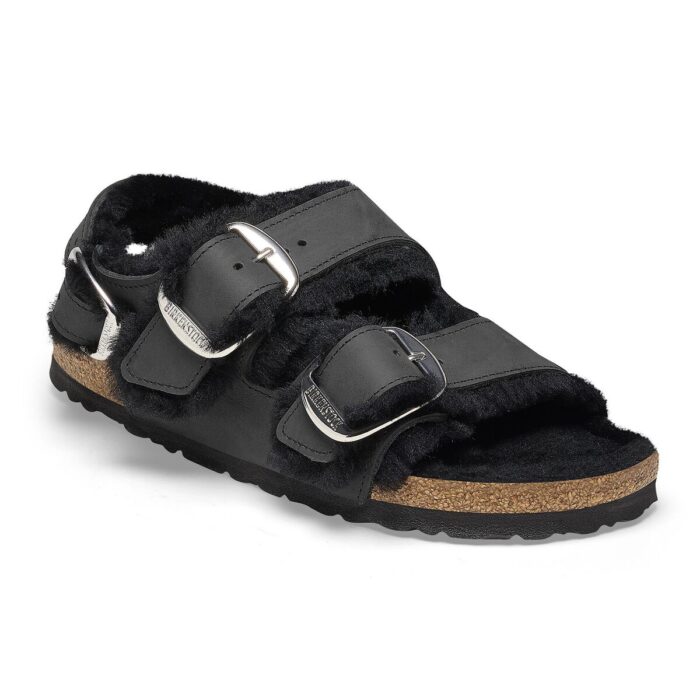 Milano Big Buckle Shearling Oiled Leather