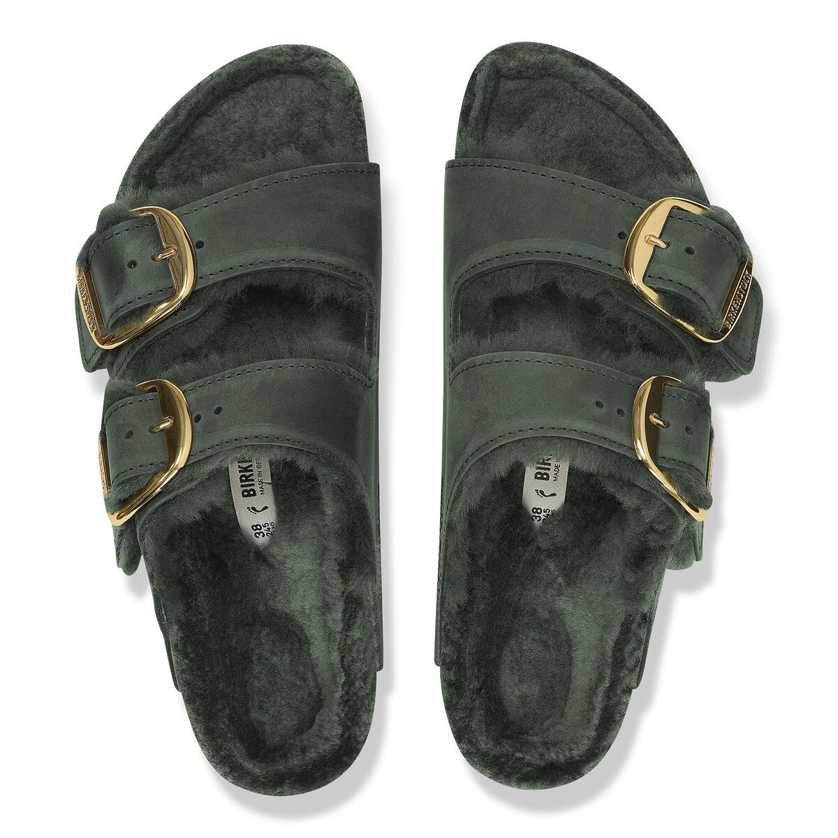 Arizona Big Buckle Shearling Oiled Leather