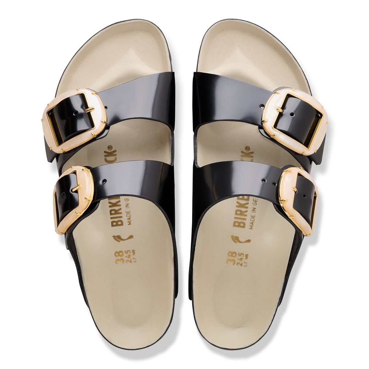 Arizona Big Buckle Pearl Natural Leather Patent