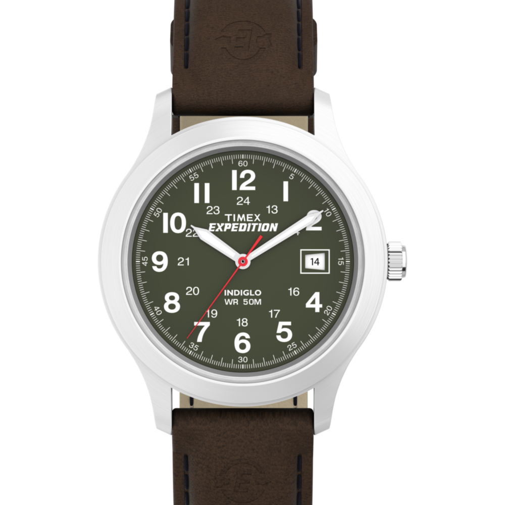 Expedition Metal Field 39mm Leather Strap Watch