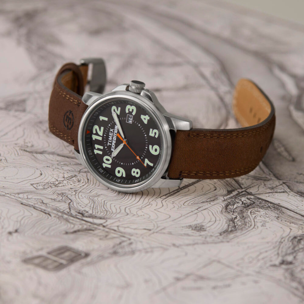Expedition Metal Field 40mm Leather Strap Watch