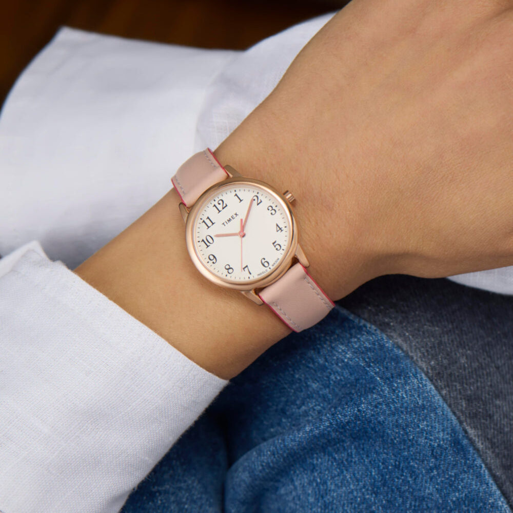 Easy Reader® Color Pop 30mm Leather Strap Watch