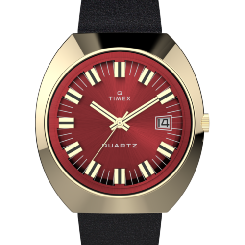 Q Timex 1972 Reissue 39mm Leather Strap Watch