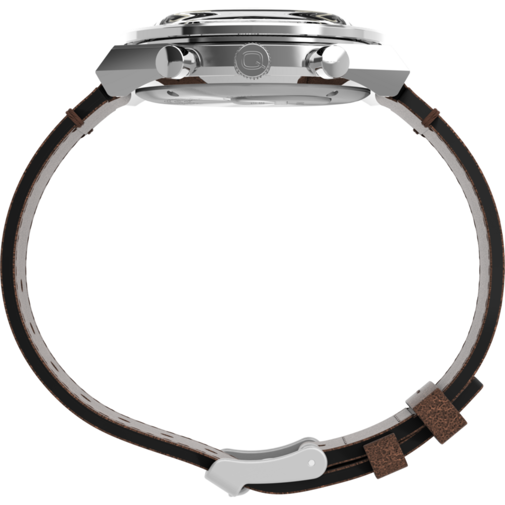 Q Timex Chronograph 40mm Leather Strap Watch