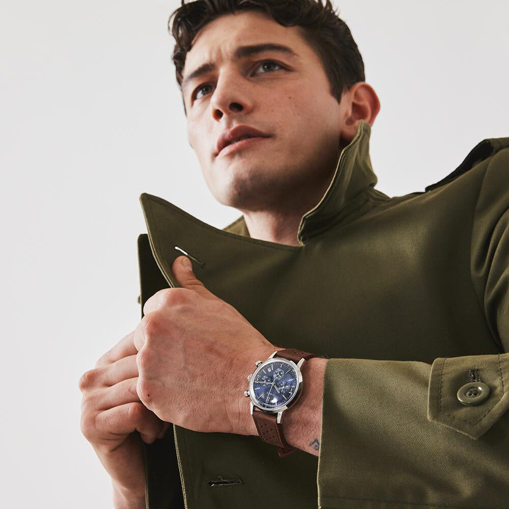 Marlin® Chronograph Tachymeter 40mm Leather Strap Watch