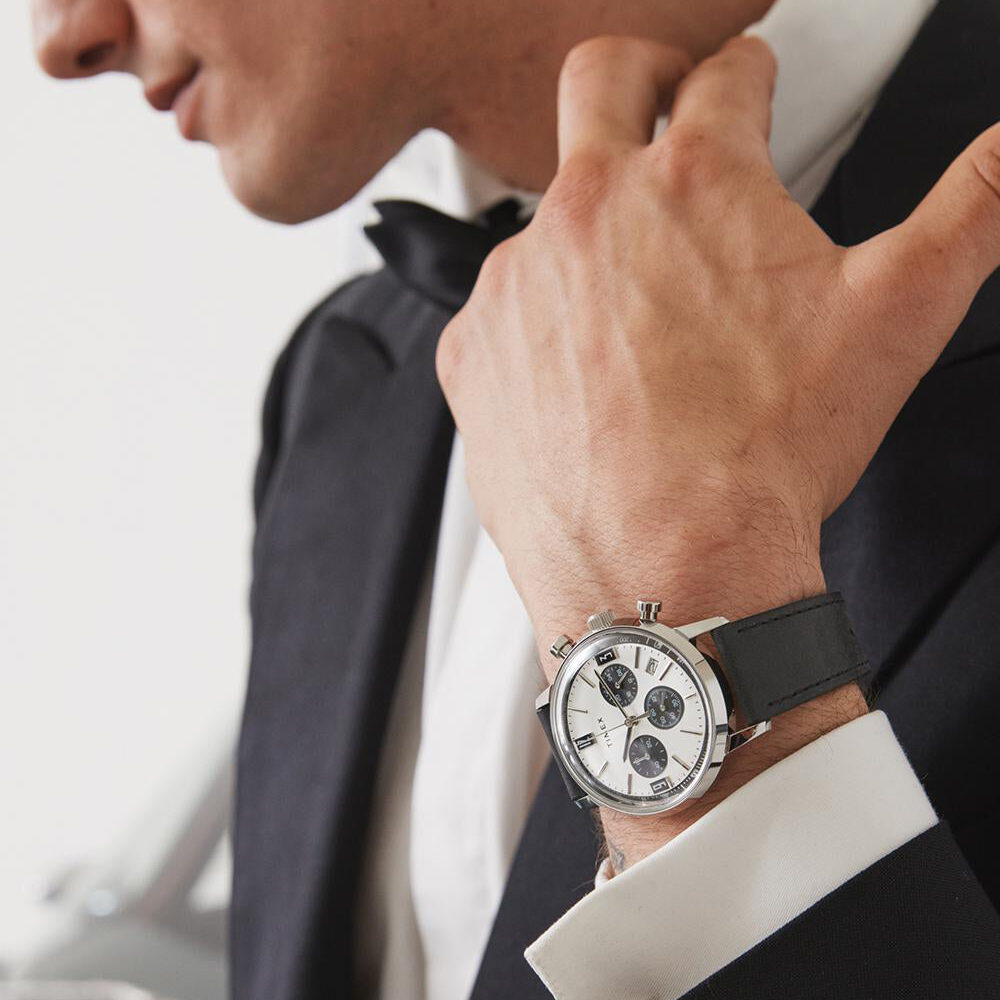 Marlin® Chronograph Tachymeter 40mm Leather Strap Watch