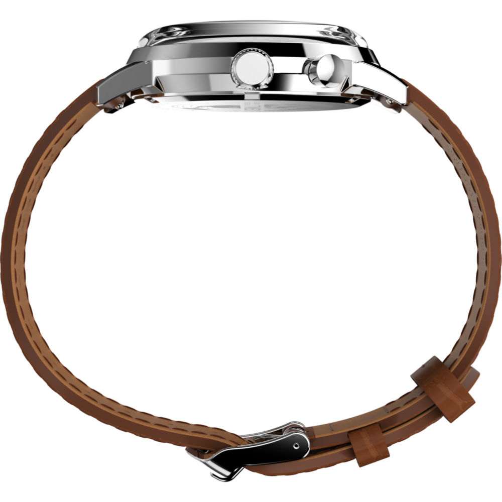 Marlin® Moon Phase 40mm Leather Strap Watch