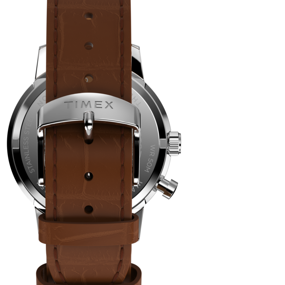 Marlin® Moon Phase 40mm Leather Strap Watch