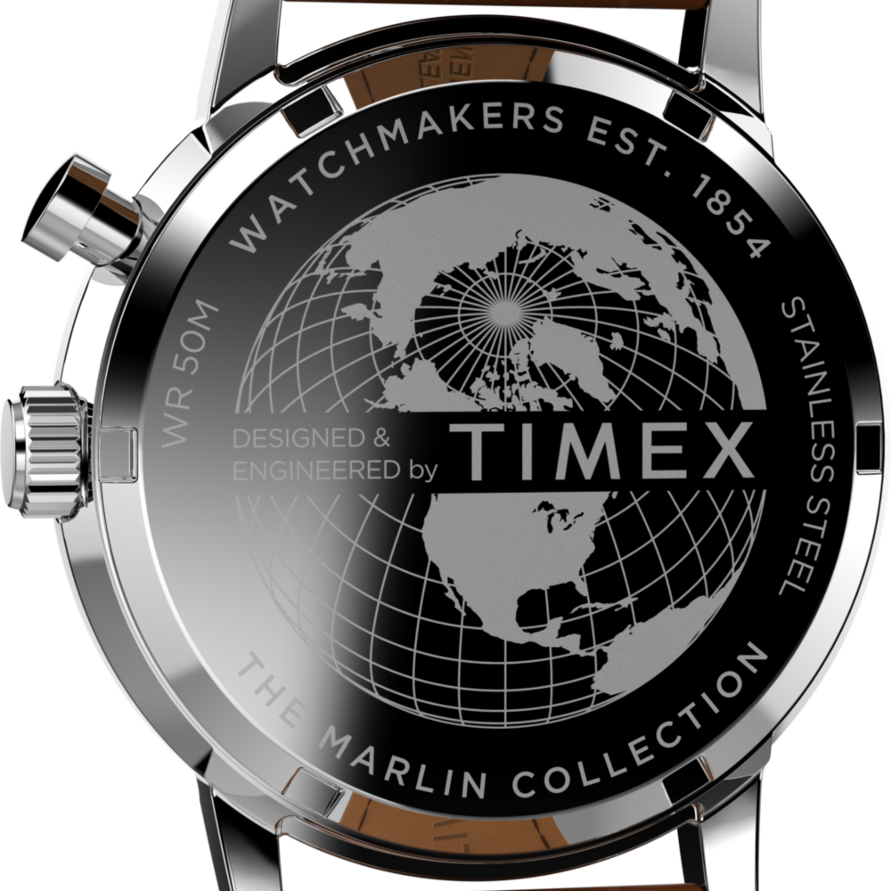 Marlin® Moon Phase 40mm Leather Strap Watch