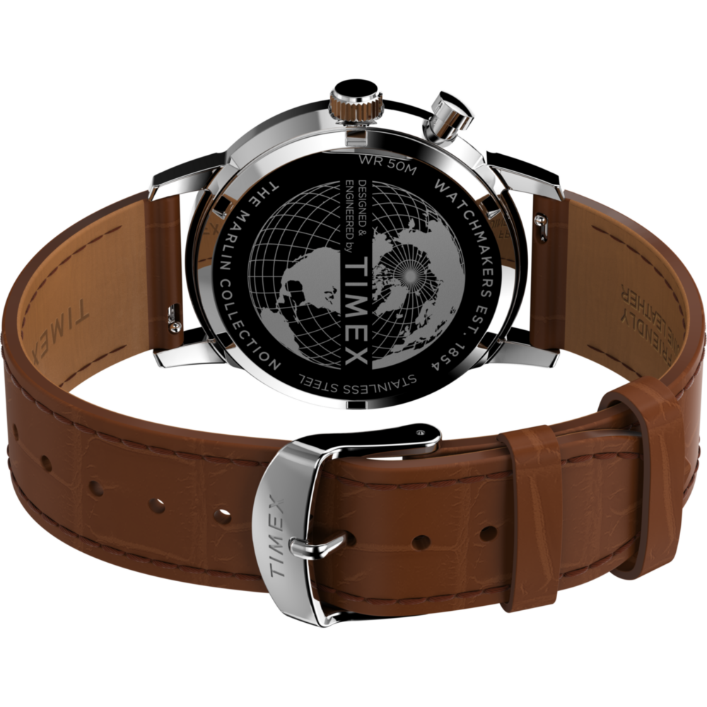 Marlin® Moon Phase 40mm Leather Strap Watch