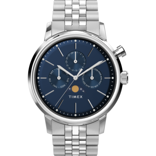 Marlin® Moon Phase 40mm Stainless Steel Bracelet Watch