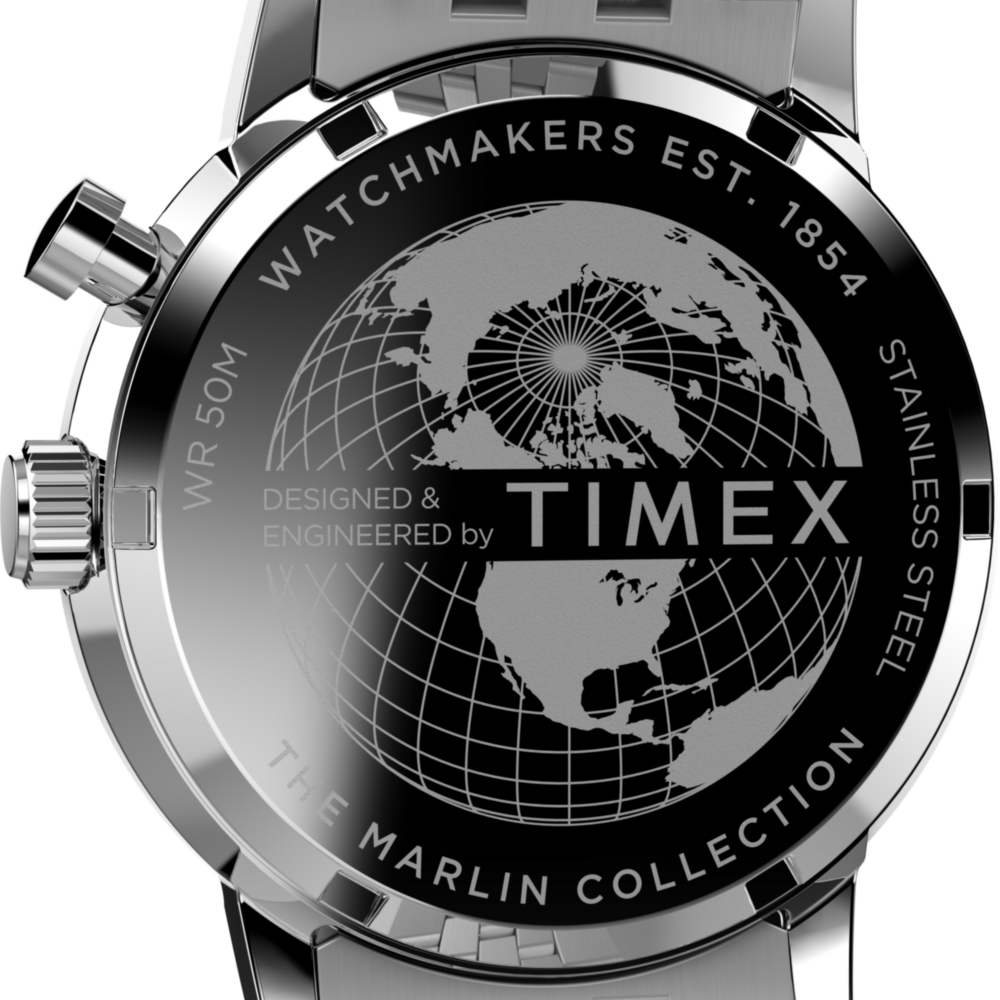 Marlin® Moon Phase 40mm Stainless Steel Bracelet Watch