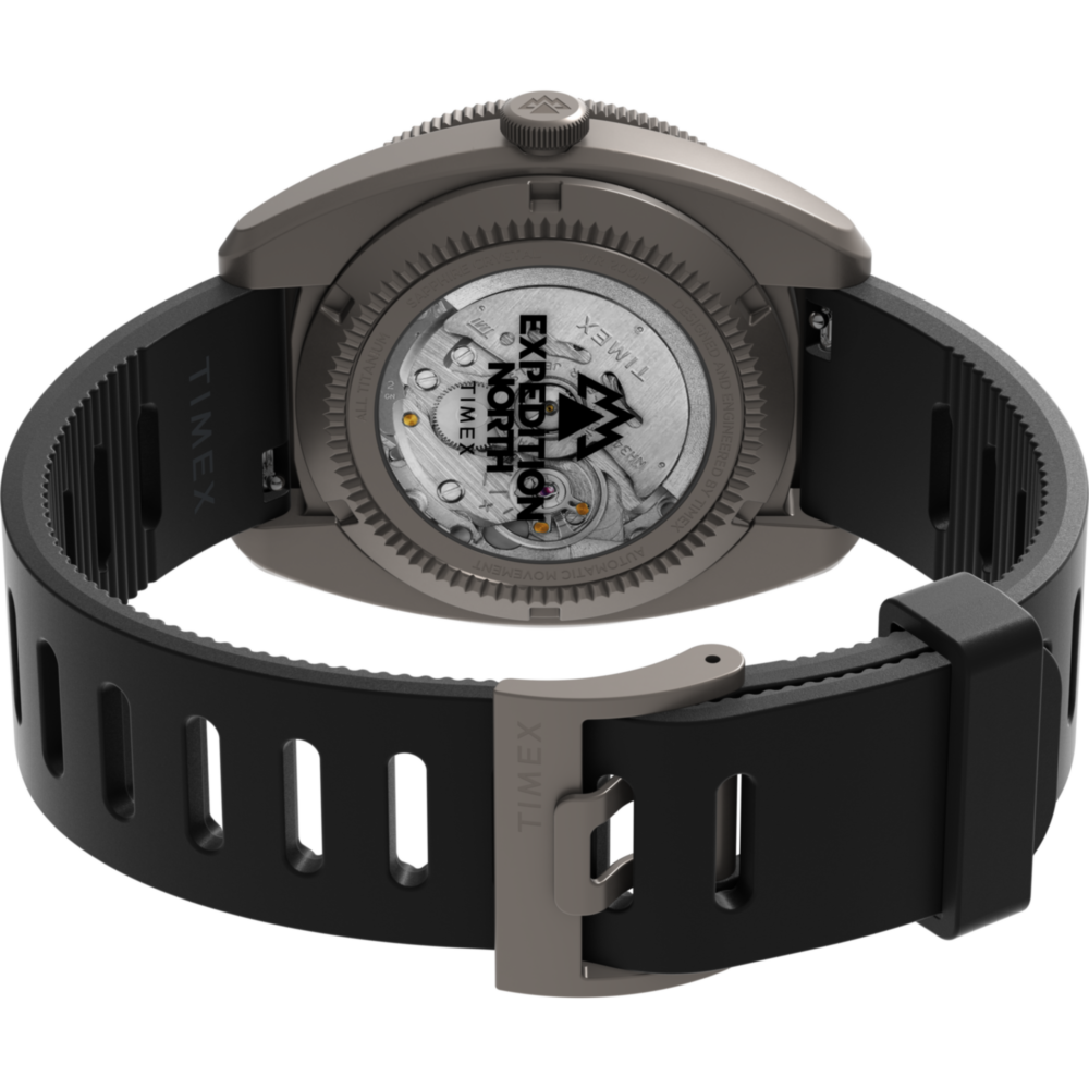 Expedition® Pioneer Titanium Automatic GMT 41mm Silicone Strap Watch