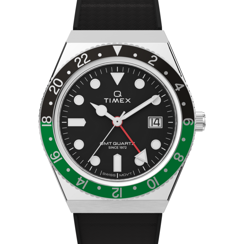 Q Timex® GMT 38mm Synthetic Rubber Strap Watch